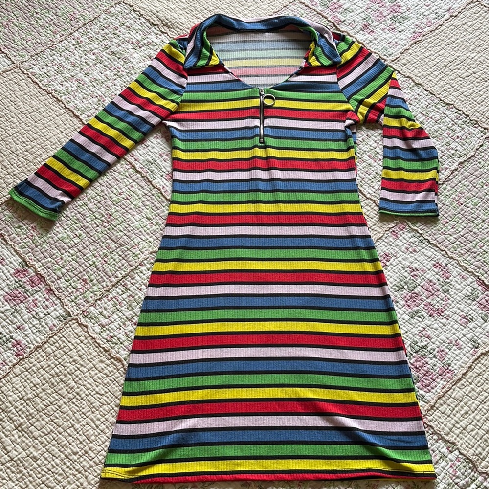 Y2K / Late 90s style rainbow dress